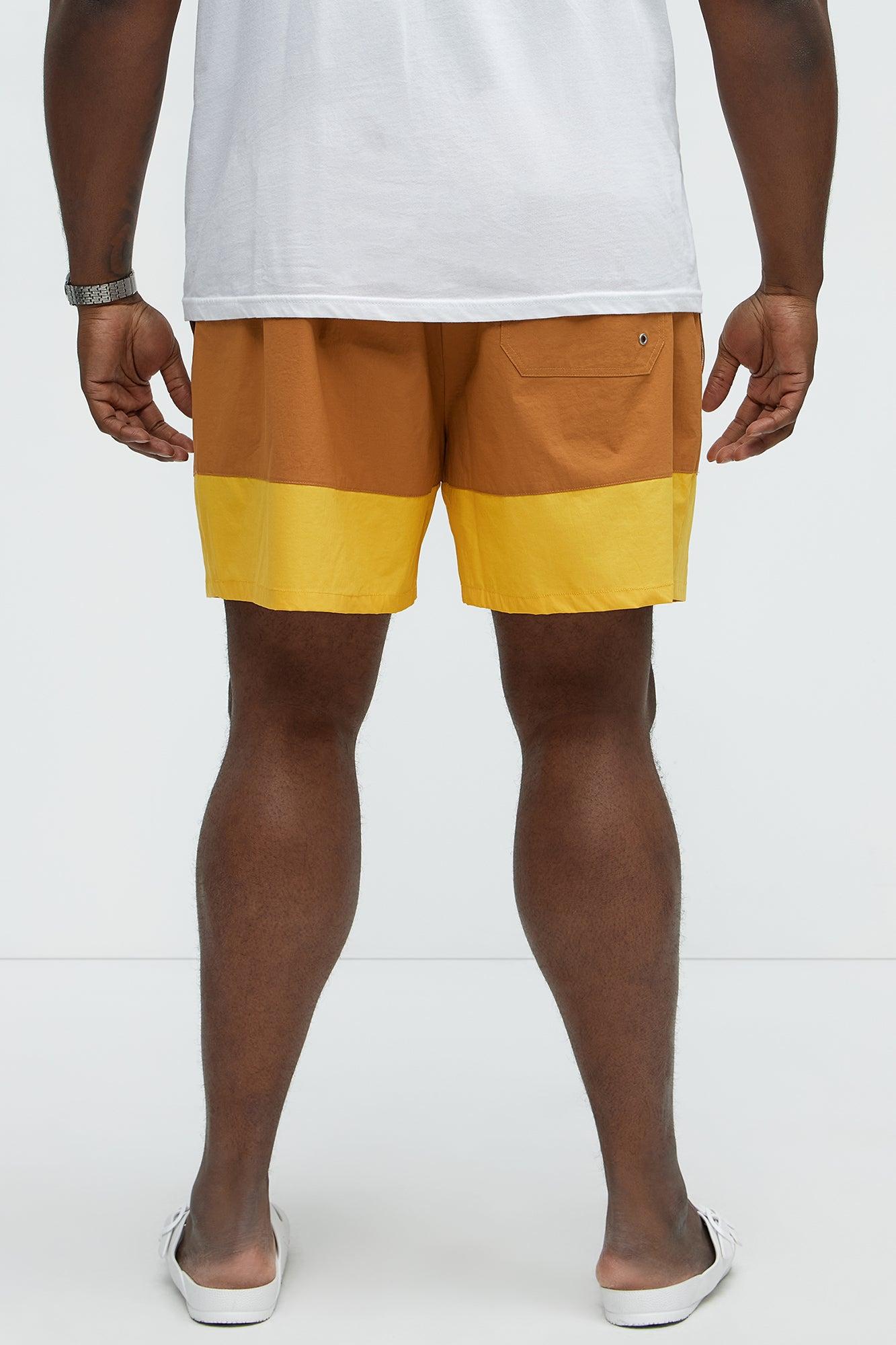 Colorblock Swim Mid Trunk - Mustard/combo Product Image