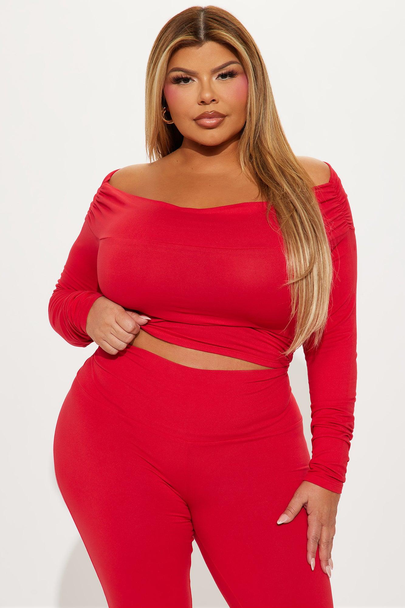 Shayna Off Shoulder Pant Set - Red Product Image