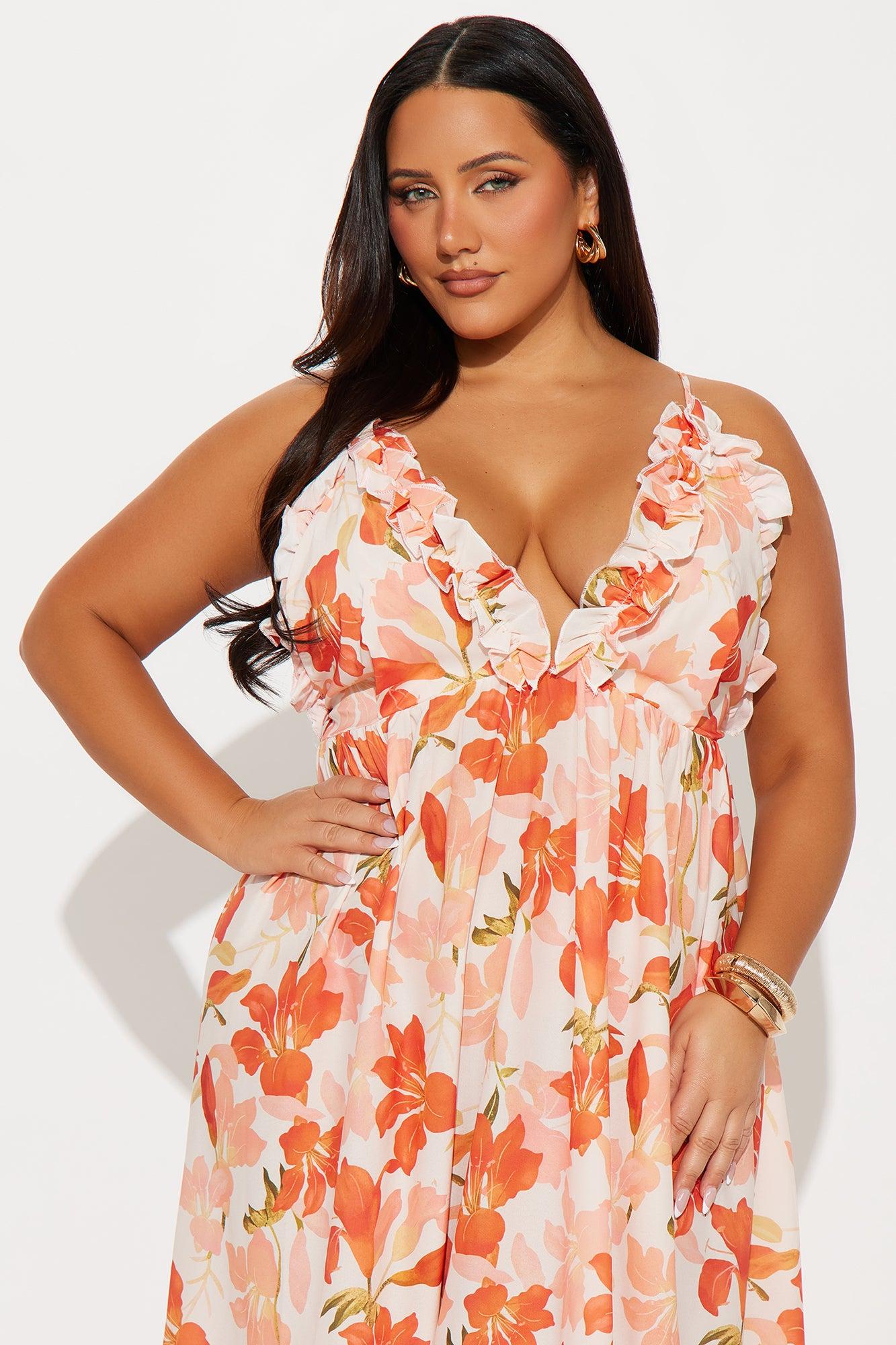 Kyla Floral Maxi Dress - Coral/combo Product Image