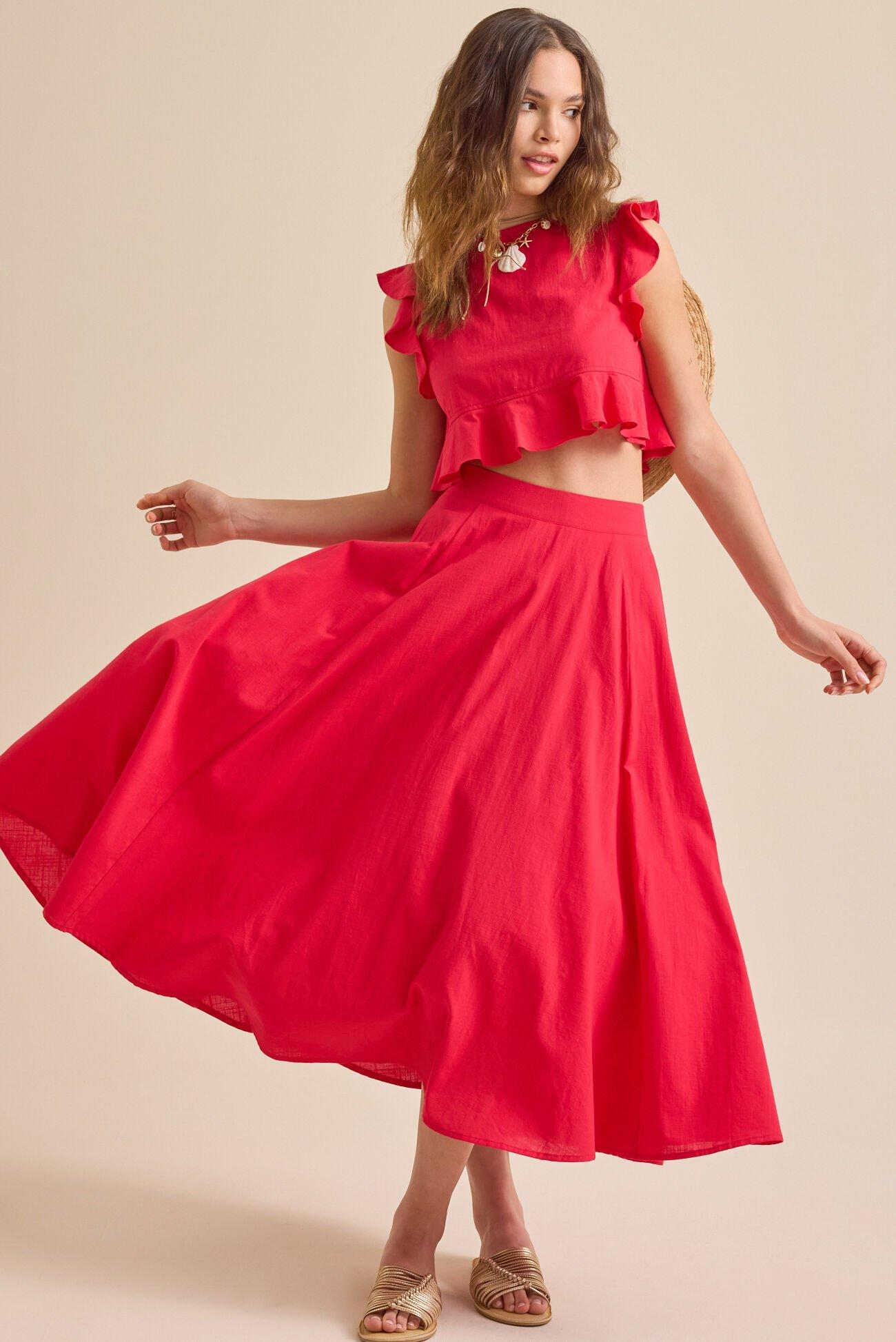 Grace Linen Midi Skirt Product Image