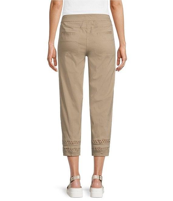 Multiples Petite Size Stretch Twill Fitted Rick-Rack Hem Detail Pull-On Pants Product Image