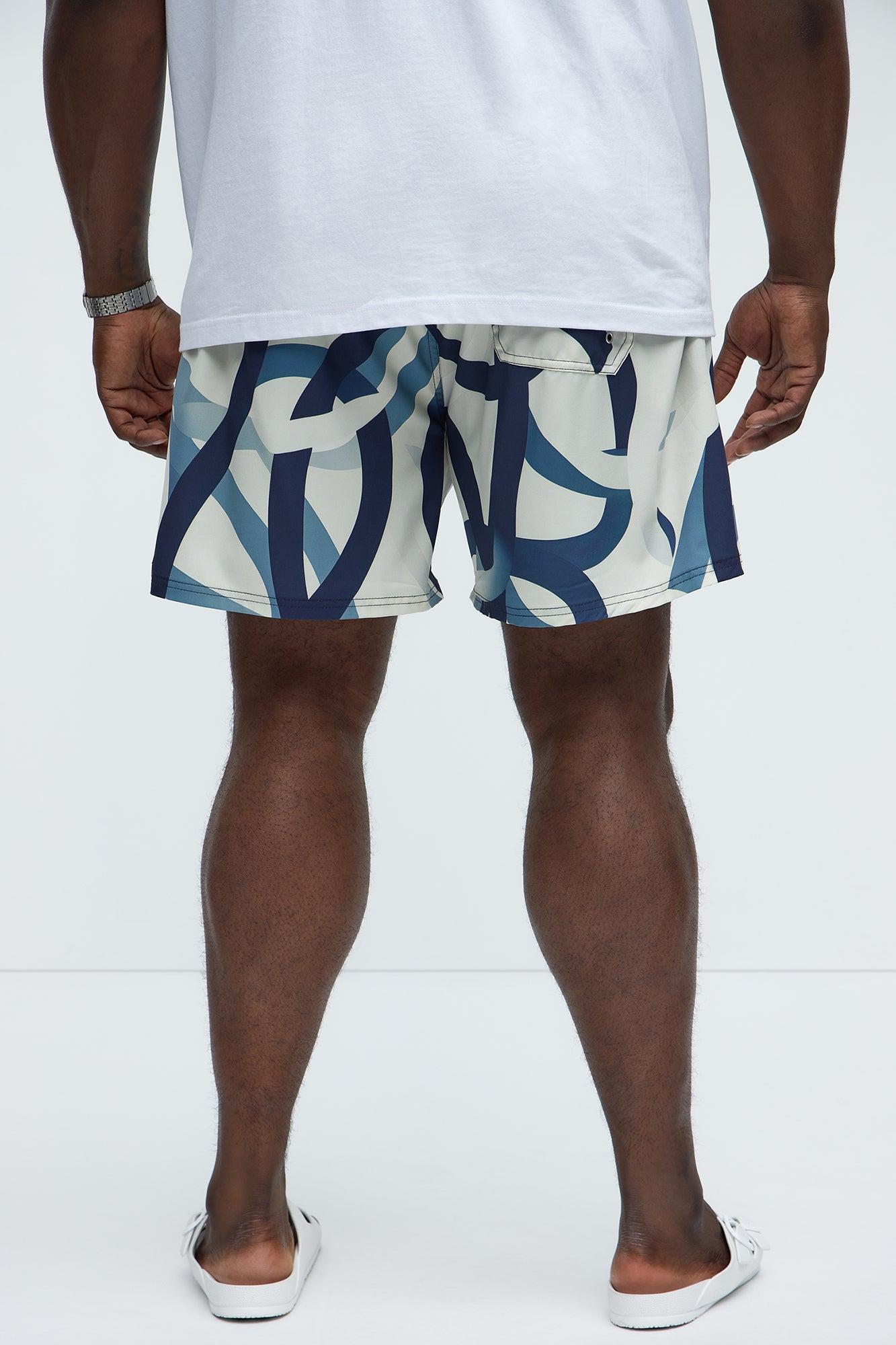 Ibiza Abstract Swim Mid Trunk - Blue/combo Product Image