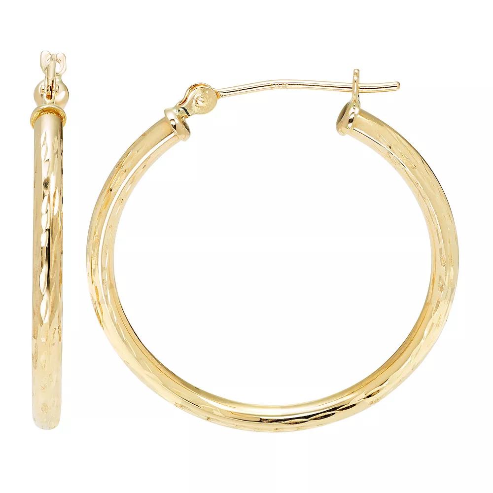 Theia Sky 14k Yellow Gold Full Diamond Cut Hoop Earrings, Women's, Size: 12MM, 14k Gold Product Image