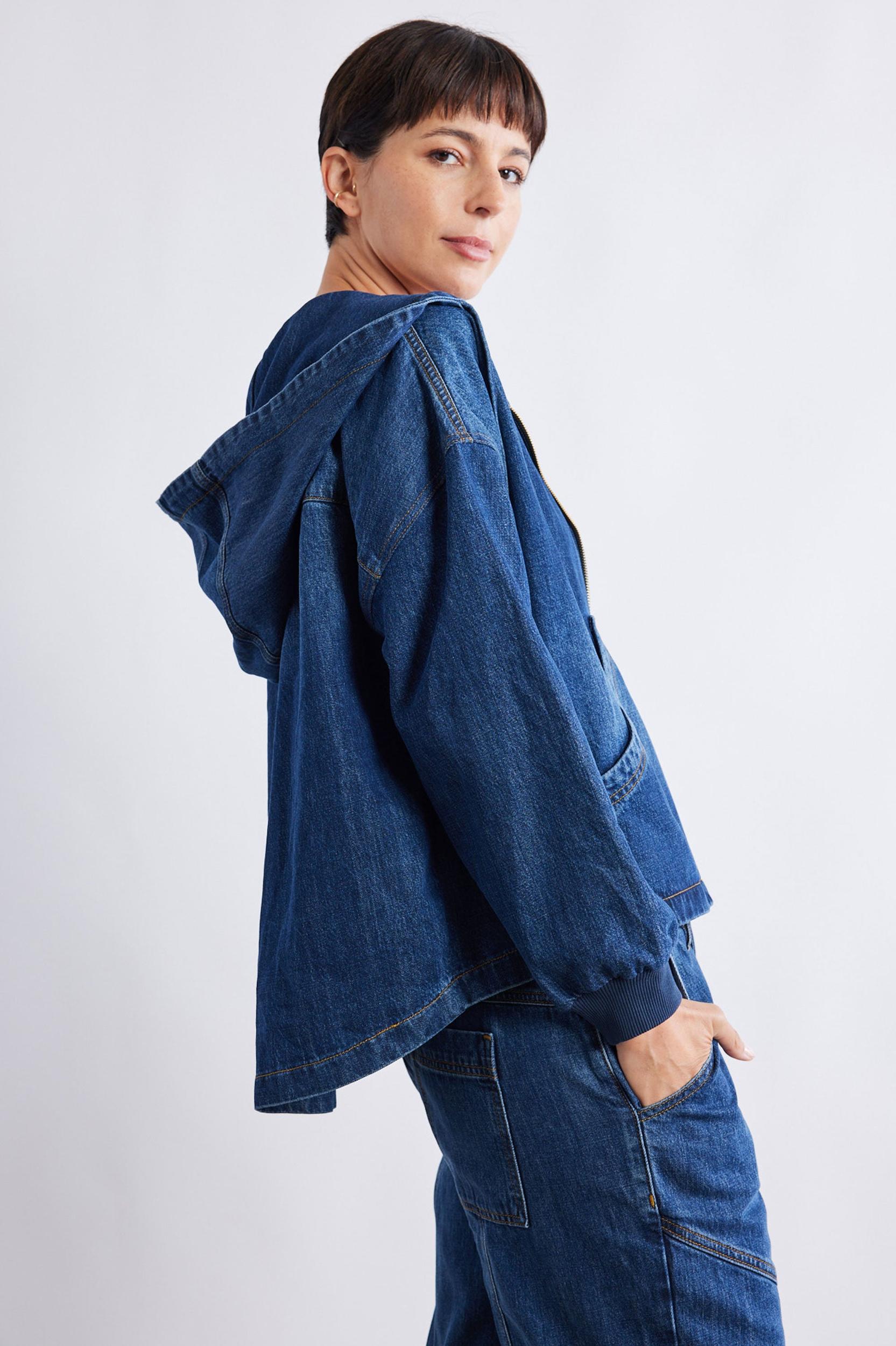 Relaxed Light Denim Hooded Jacket Product Image