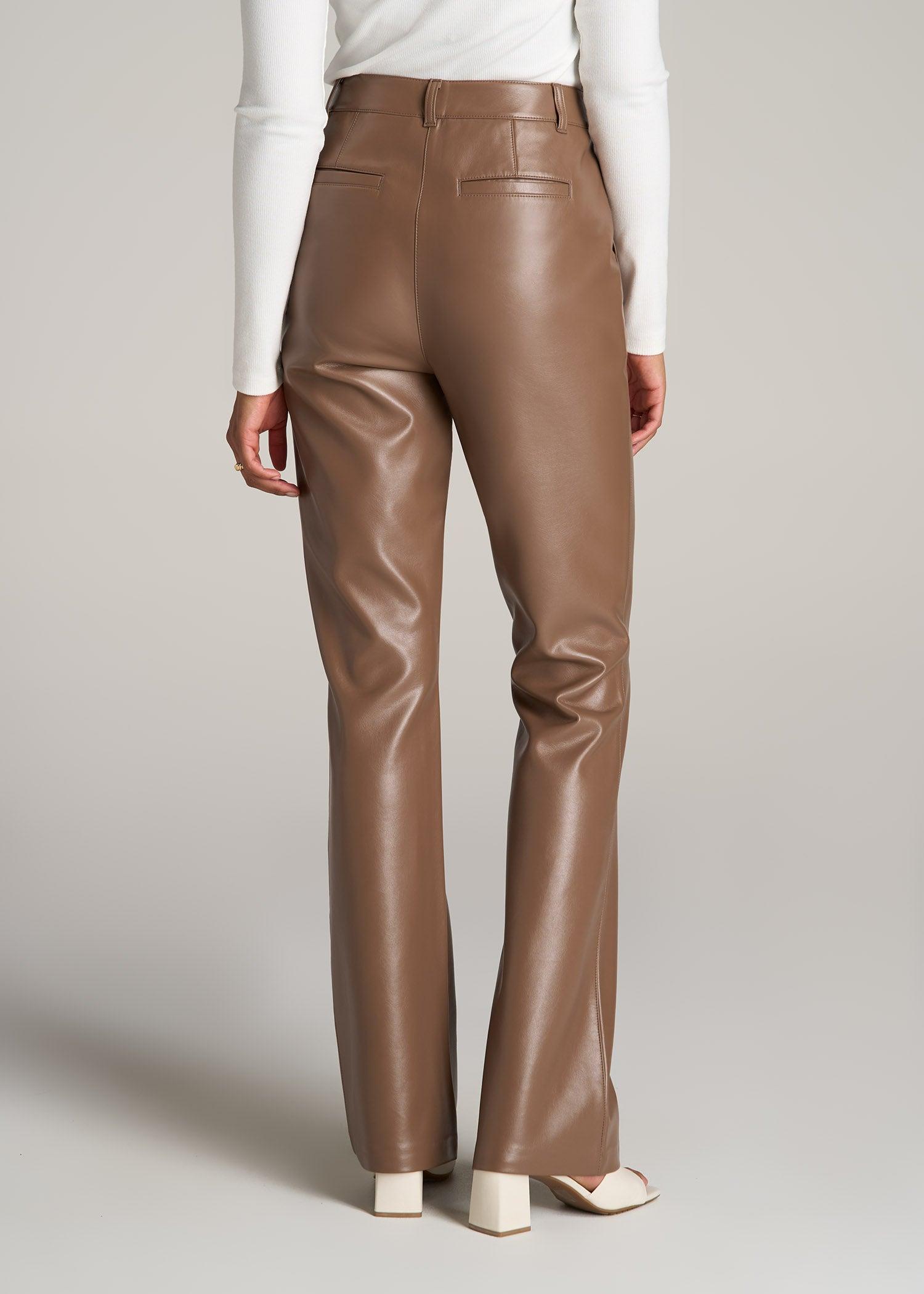 High Rise Flare Faux Leather Pants for Tall Women in Aztec Brown Product Image