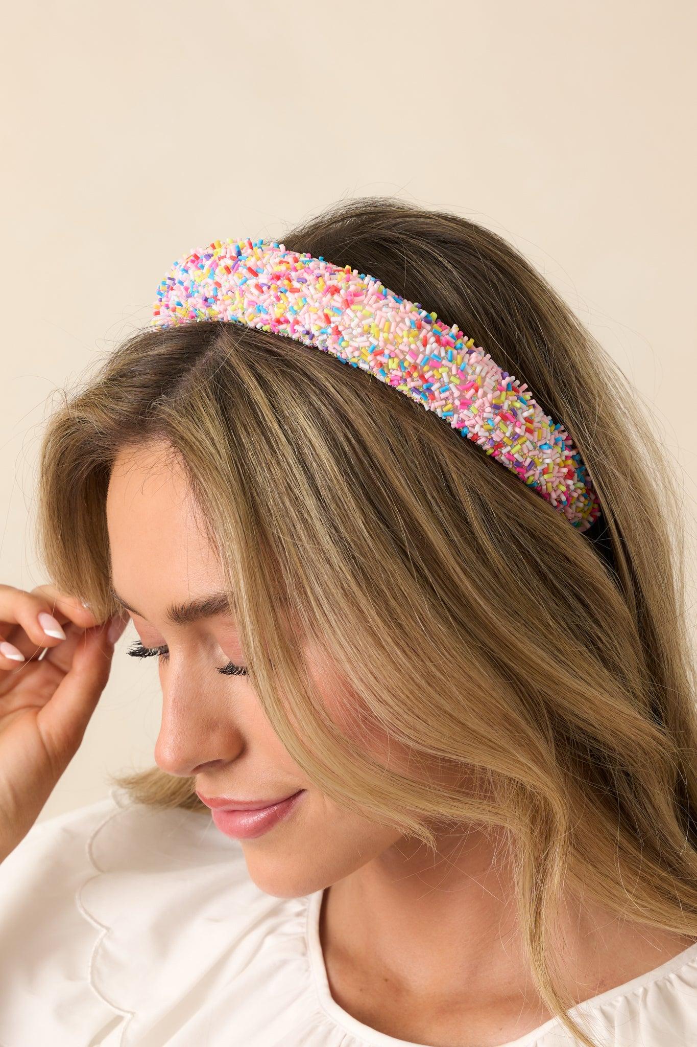 Sweet Treat Light Pink Sprinkled Headband Product Image