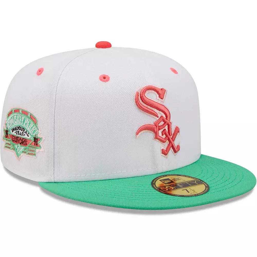 Men's New Era White/Green Chicago White Sox Inaugural Season at Comiskey Park Watermelon Lolli 59FIFTY Fitted Hat,  Product Image