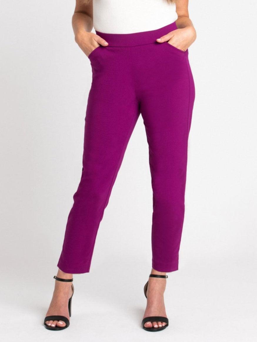 Roz & Ali™ Superstretch Magenta Pull On Ankle Pants Product Image