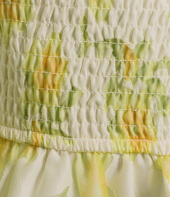 Layered With Love Beau Floral Burnout Jacquard Square Neck 3/4 Sleeve A-Line Mini Dress Product Image