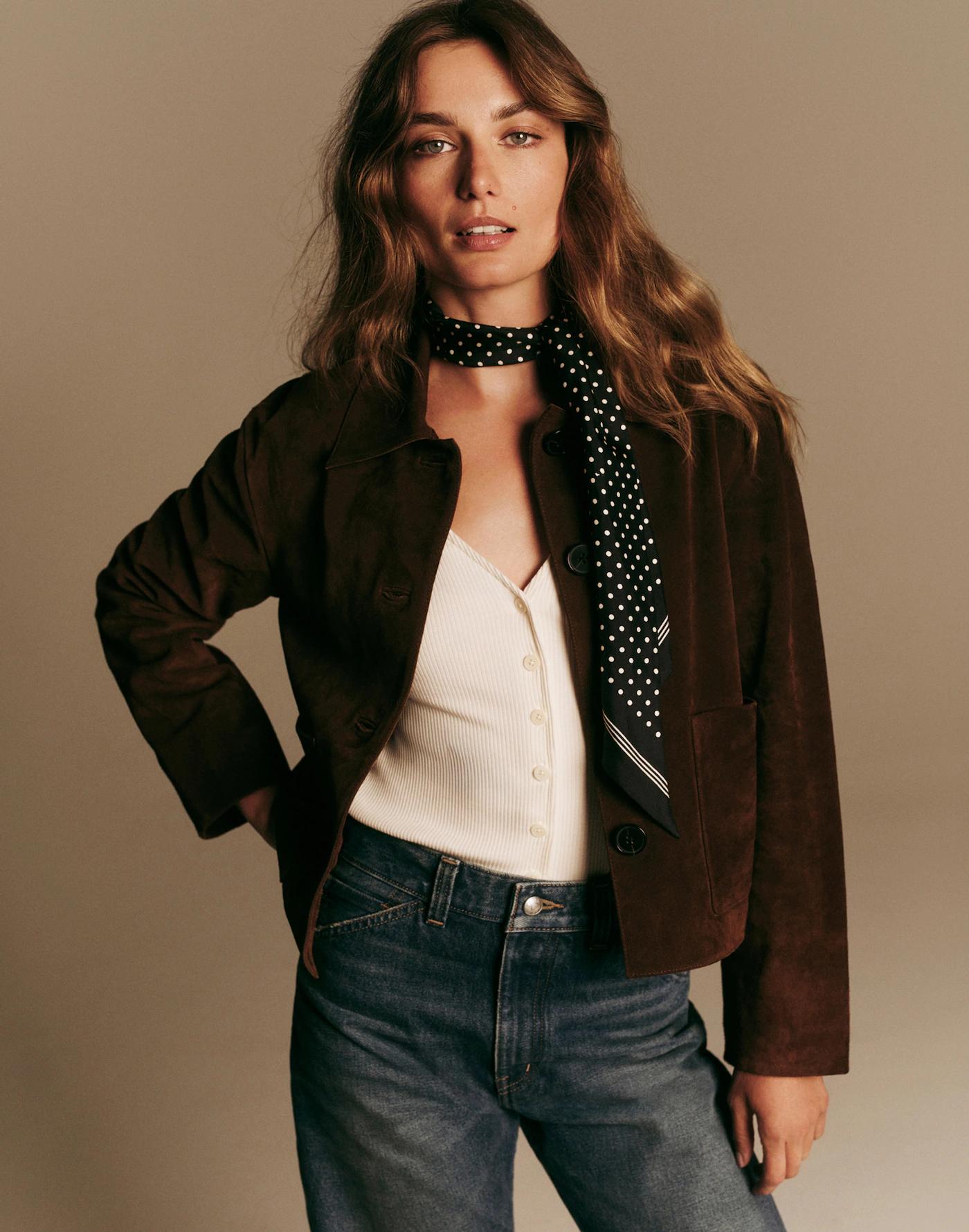 Boxy-Crop Jacket in Suede Product Image
