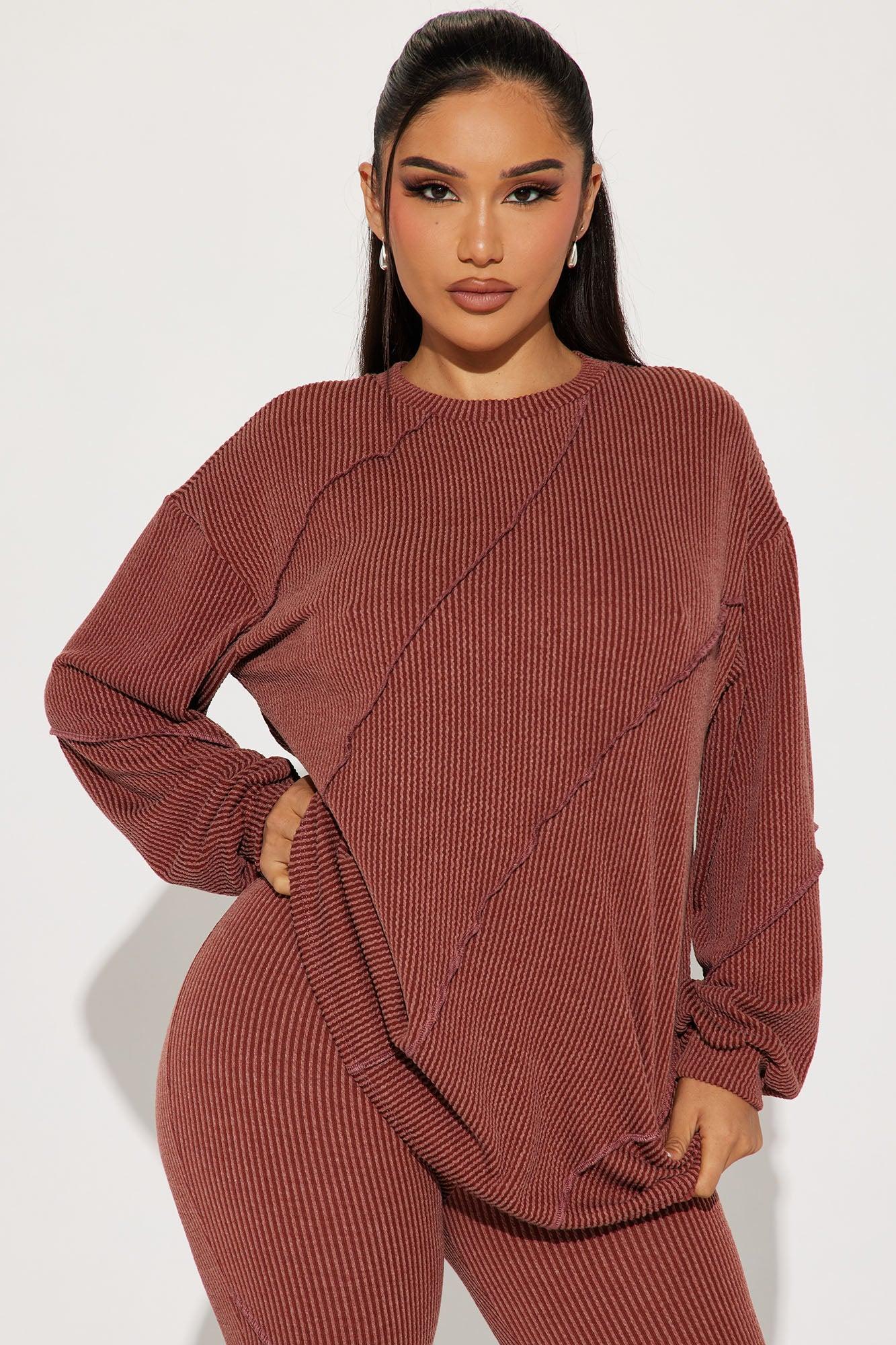 Lounge Vibes Legging Set - Brown Product Image