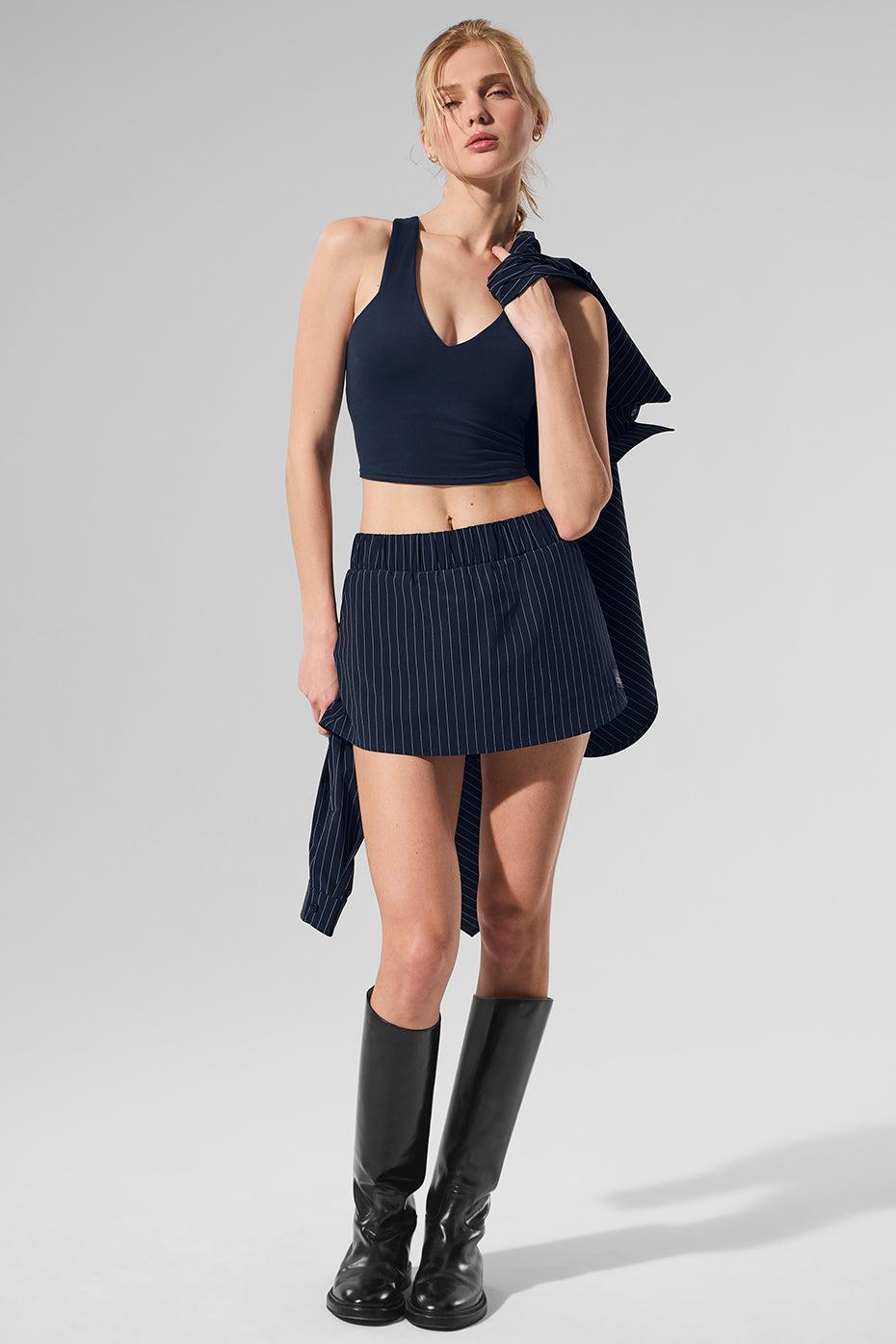 Pinstripe Daylight Mini Skirt - Navy/Ivory Product Image