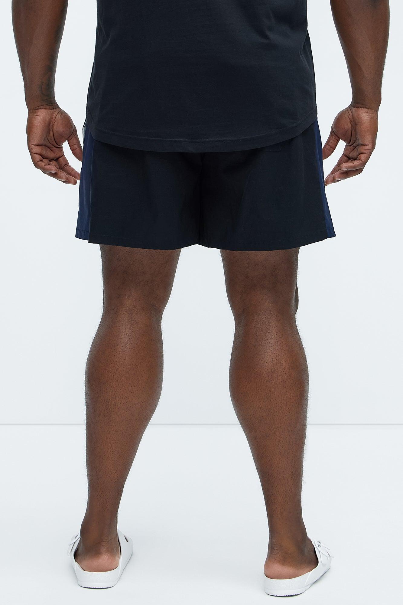 Contrast On The Side Swim Mid Trunk - Black/combo Product Image