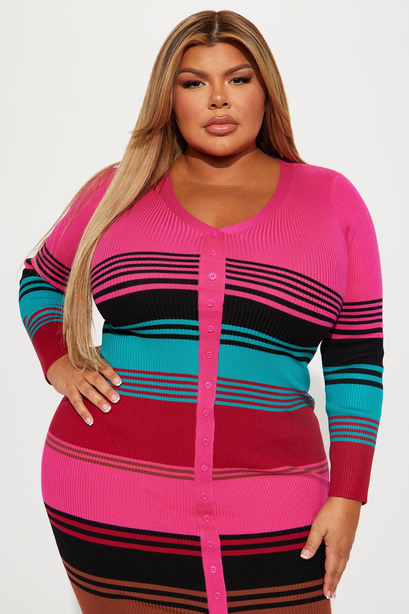 Kaiza Ribbed Midi Dress - Pink/combo Product Image