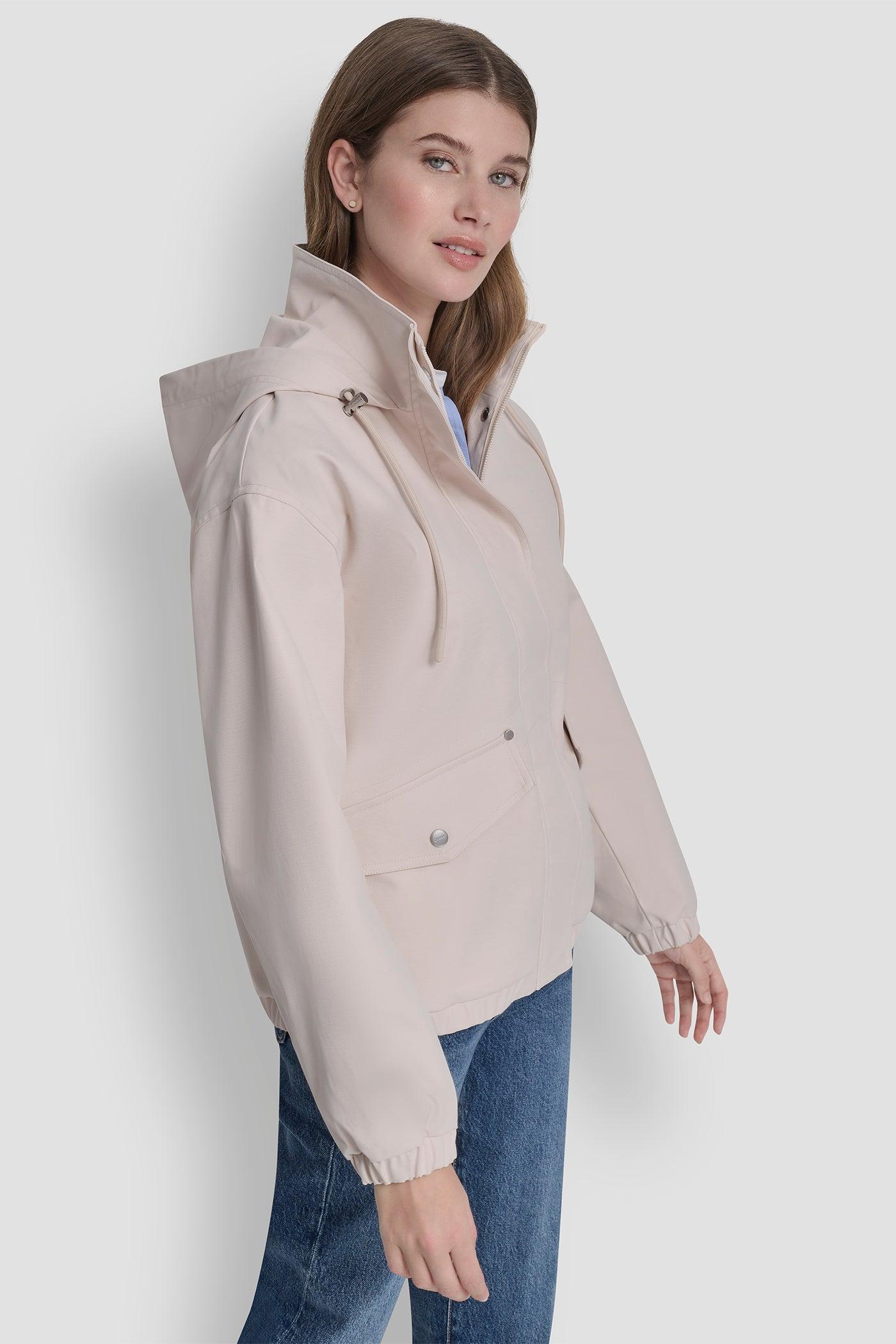 HIGH COLLAR BOMBER JACKET WITH HOOD Product Image