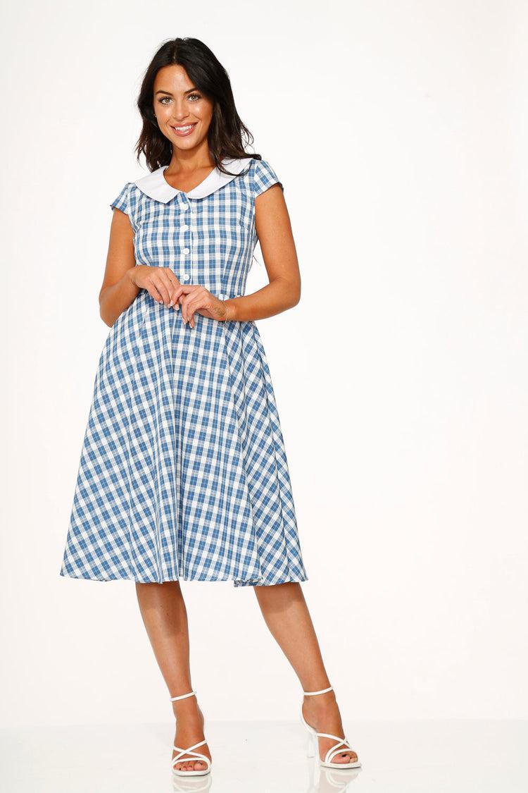 Blue Checker Swing Dress Product Image