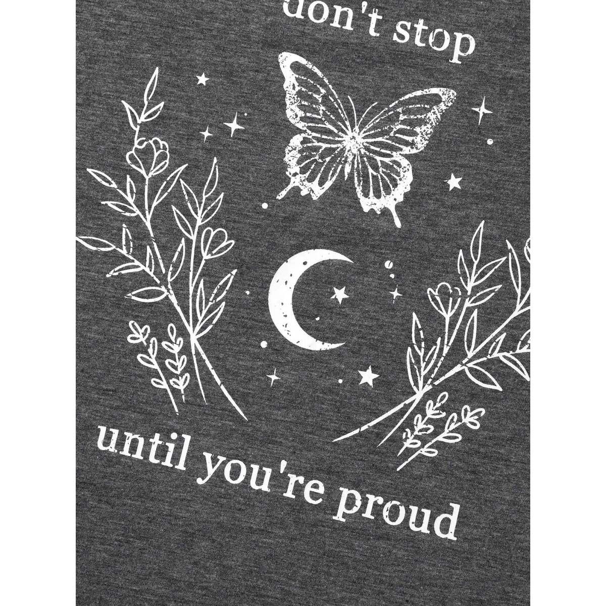 Plus Size Positive Vibes Print Crew Neck T-Shirt DimGray Women Casual Non Butterfly Round Neck Everyday T-shirts BloomChic 12/L Product Image