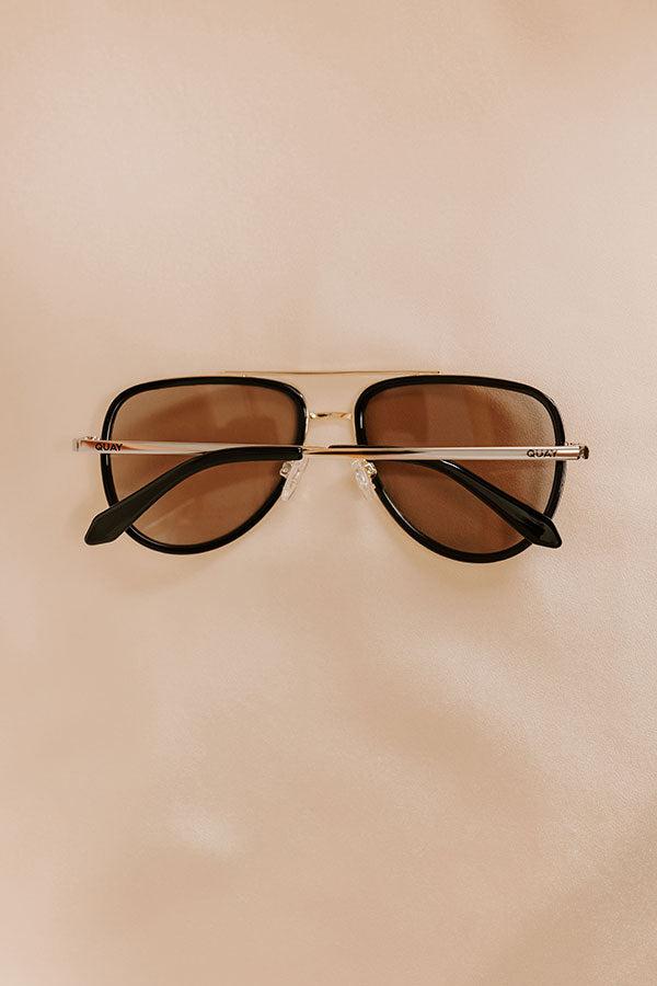 Quay All In Medium Aviator Sunnies in Black Product Image