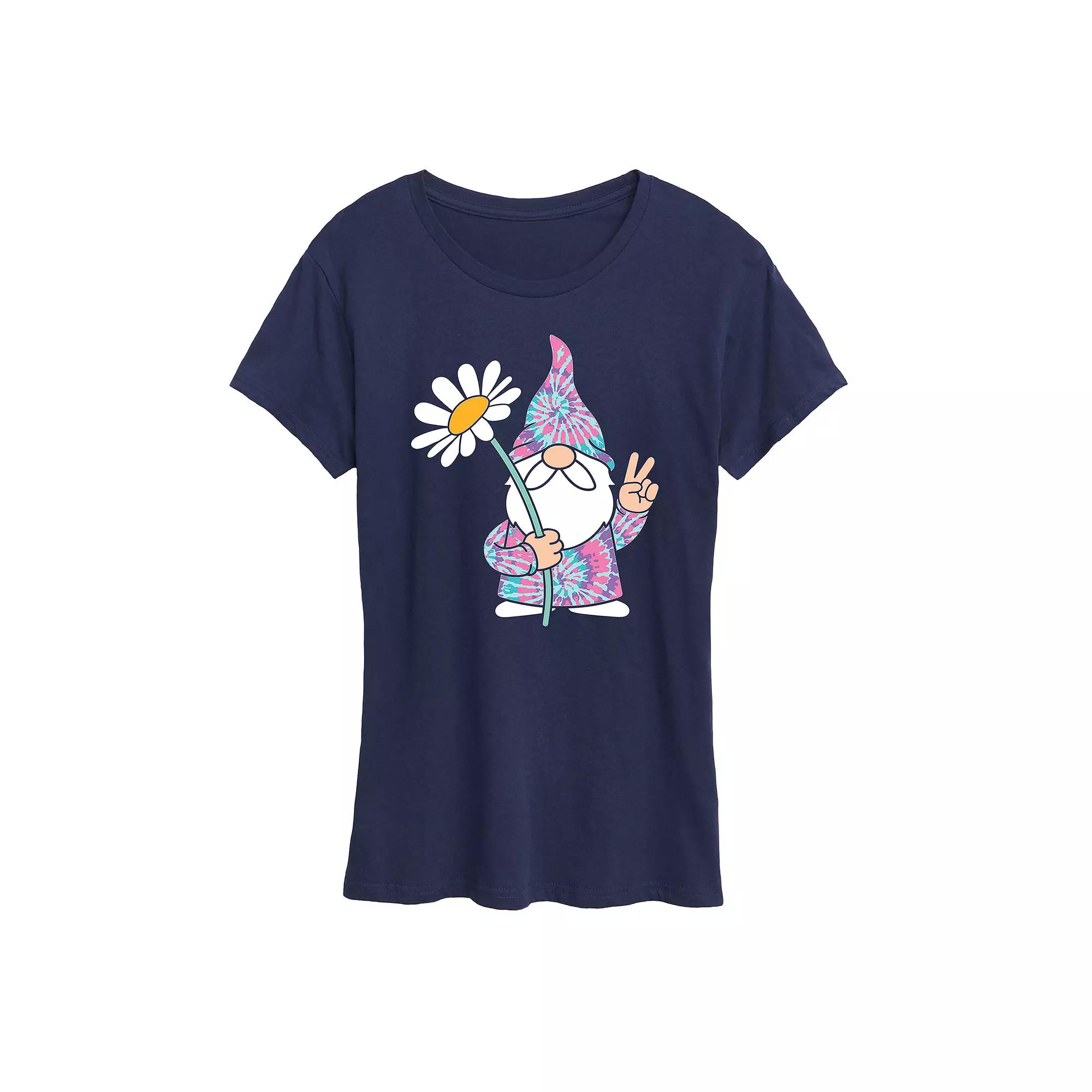 Women's Tie Dye Gnome With Daisy Graphic Tee,  Product Image
