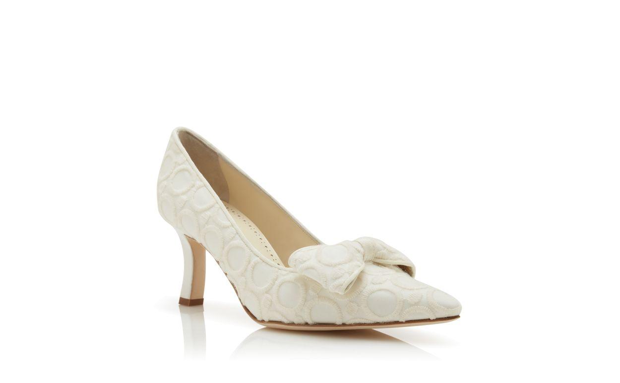 EPIROTES White Silk Pointed Toe Pumps Product Image