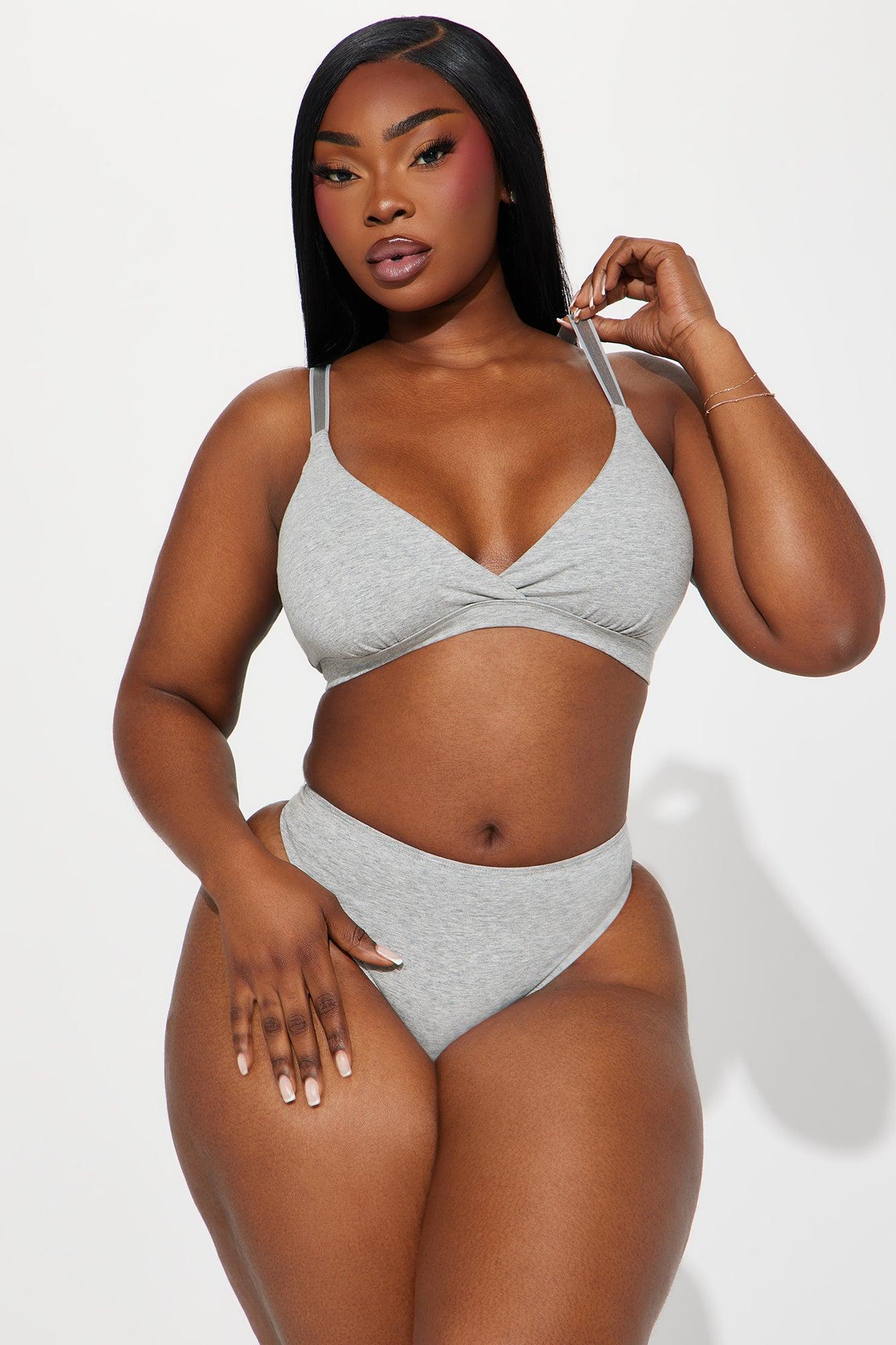 Nova Cotton Triangle Bralette - Heather Grey Product Image
