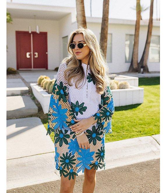 J.Marie Coleen Lace High Neck 3/4 Sleeve Mini Shift Dress Product Image