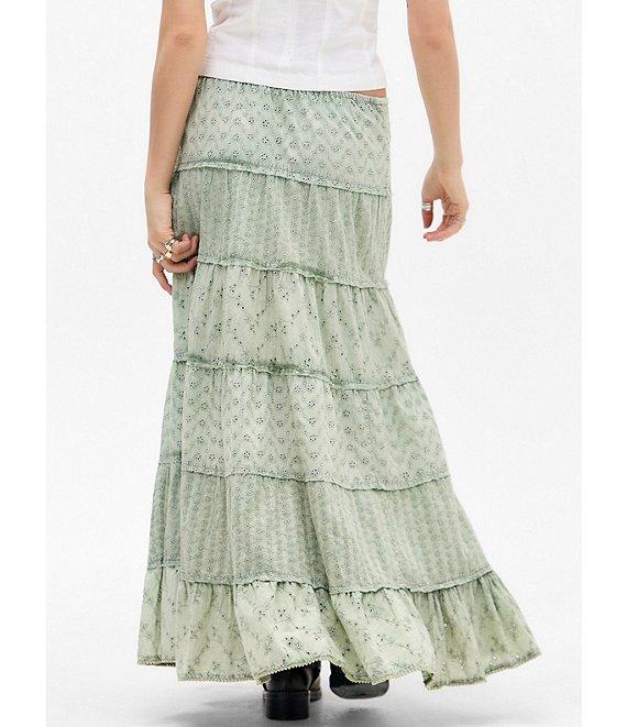 BDG Urban Outfitters Broderie Tiered Eyelet Maxi Skirt Product Image