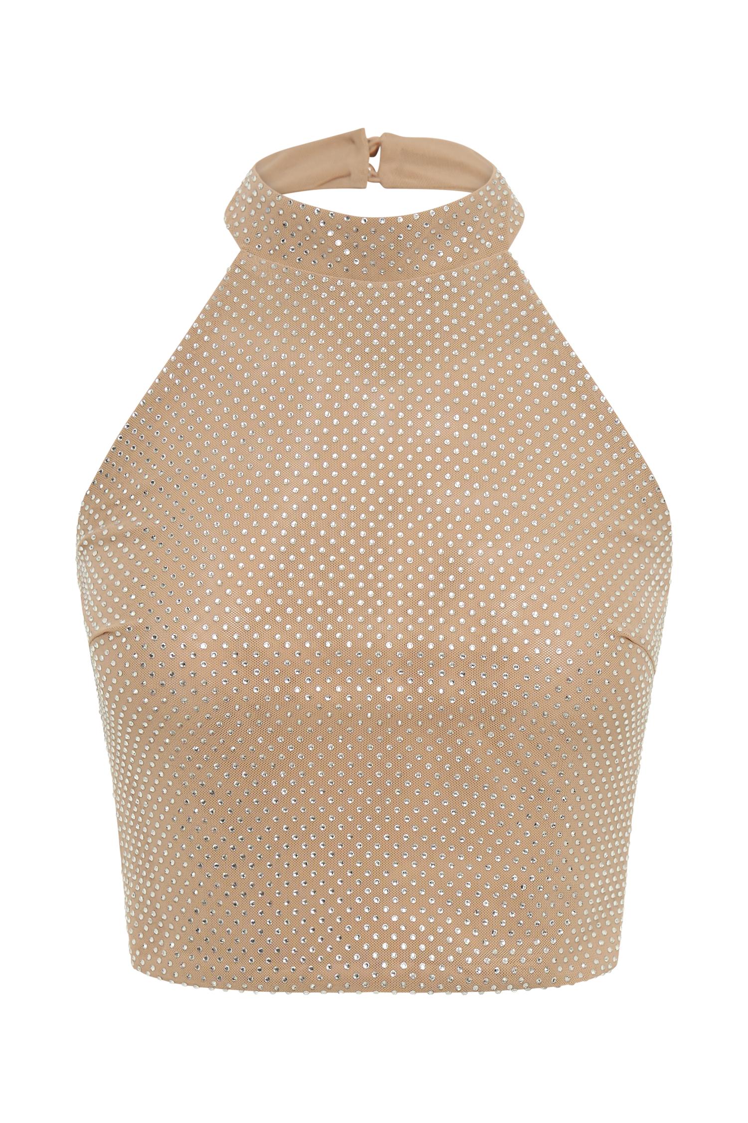 Mariah Diamante Halter Neck Top - Nude Product Image