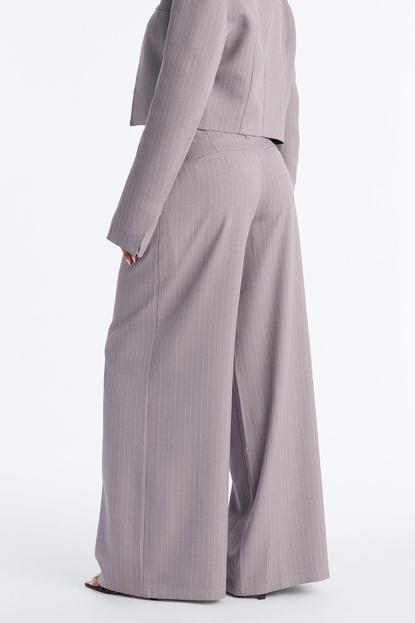 Ahmeira Pinstripe Wide Leg Trouser Pant - Grey/combo Female Product Image
