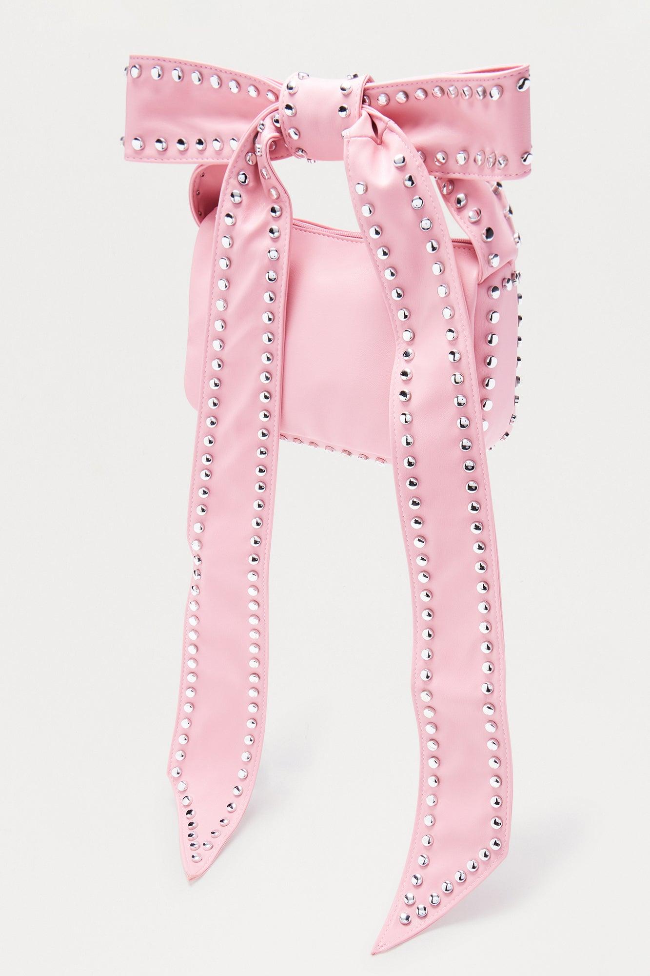 Studded Bow Clutch - Pink Female Product Image