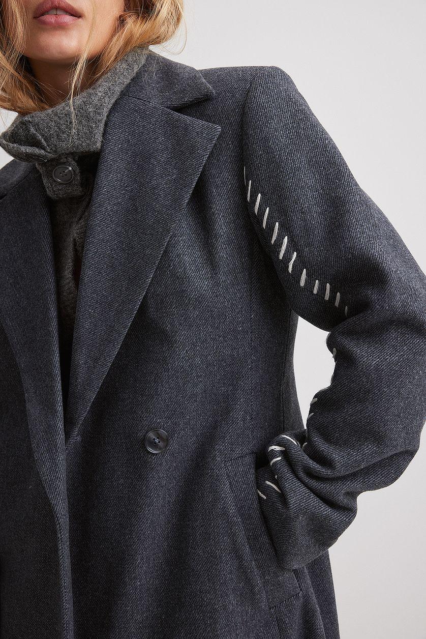 Stitch Details Waist Shape Coat Product Image