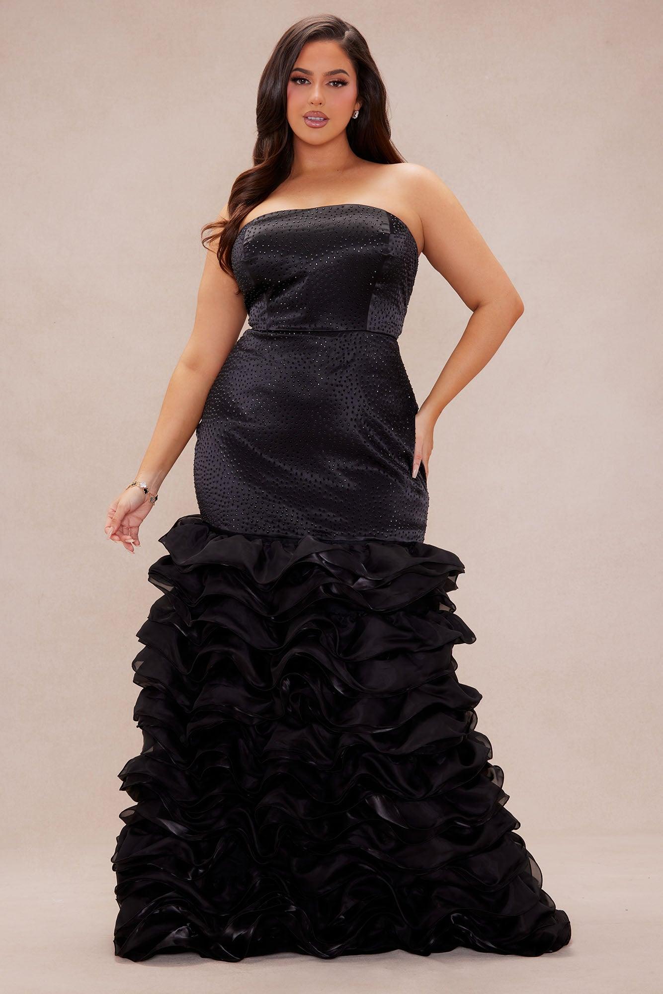 Belinda Embellished Satin Gown - Black Product Image