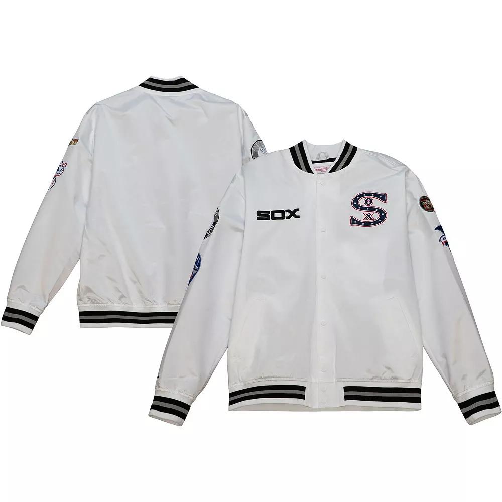 Men's Mitchell & Ness White Chicago White Sox City Collection Satin Full-Snap Varsity Jacket,  Product Image