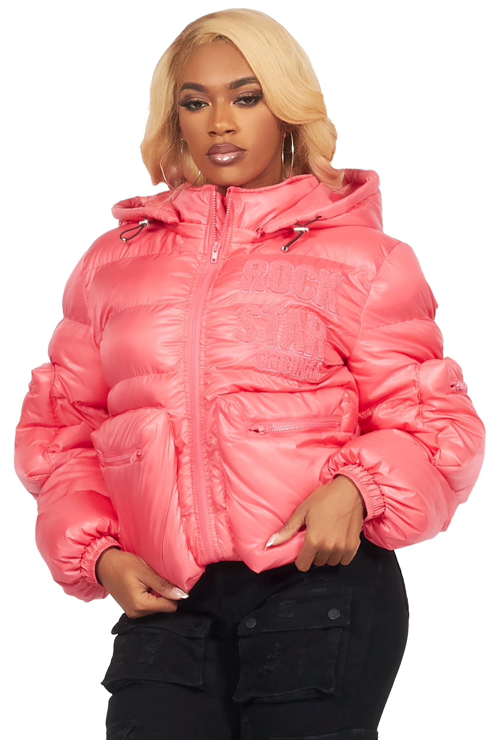 Keisha Pink Cargo Puffer Jacket Female Product Image