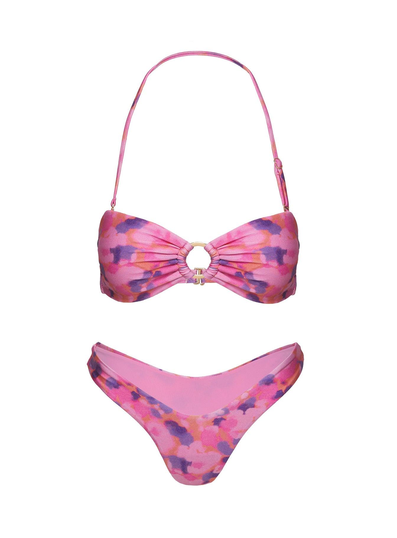 Zyair Bandeau Bikini Top Purple Floral Product Image