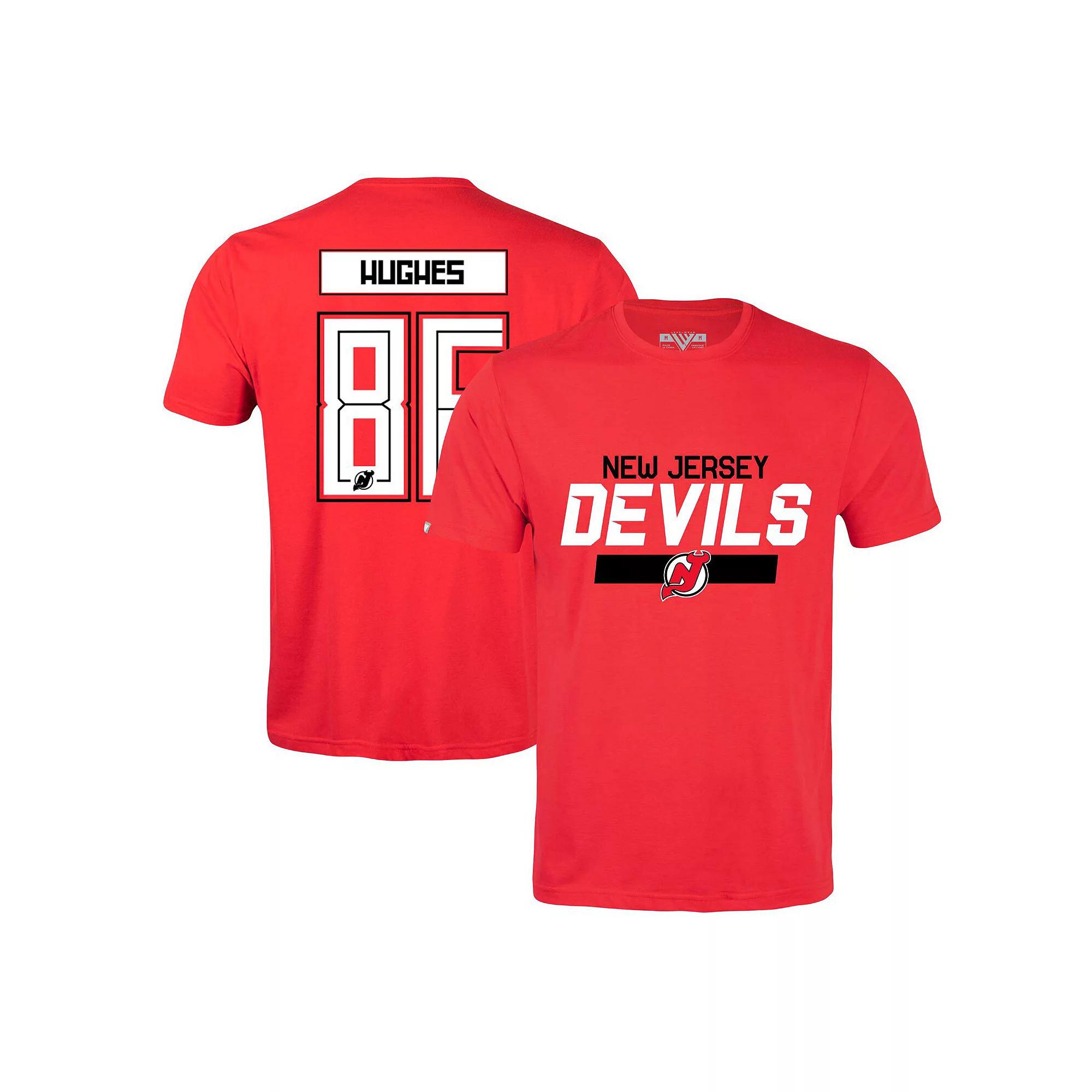 Mens Levelwear Jack Hughes Red New Jersey Devils Richmond Player Name & Number T-Shirt Product Image
