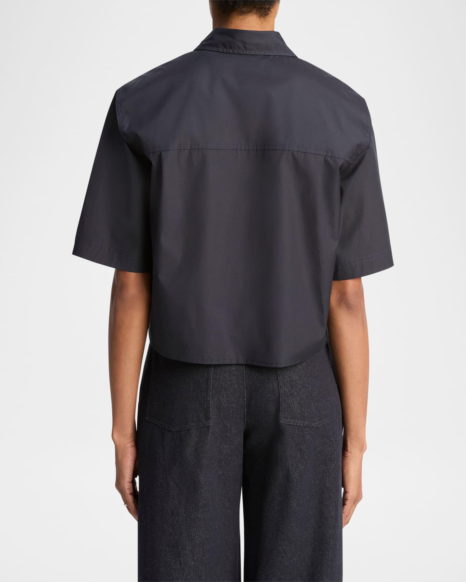 Short-Sleeve Cropped Cotton Shirt Product Image