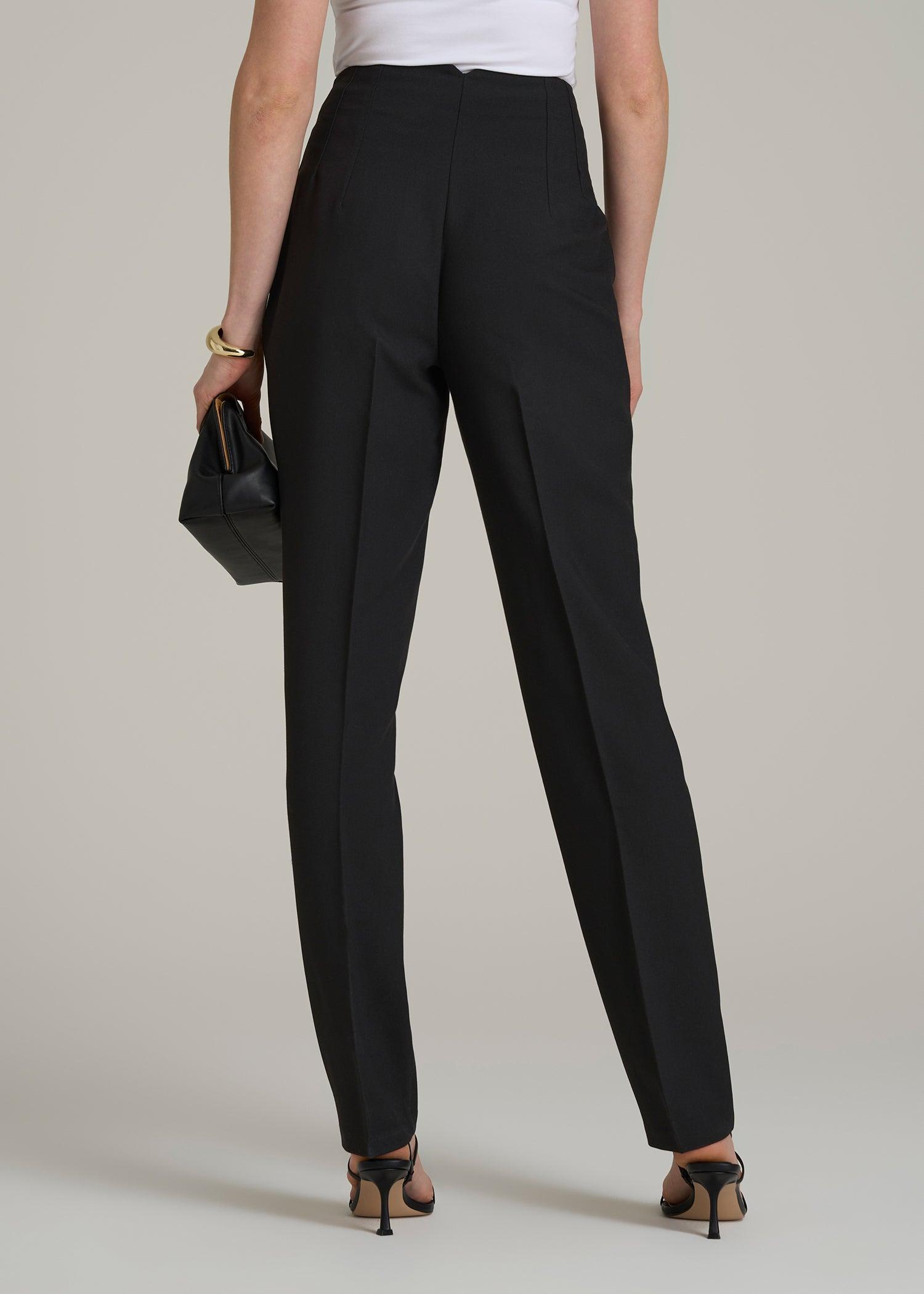 High Rise Pants with Darts for Tall Women in Black Female Product Image