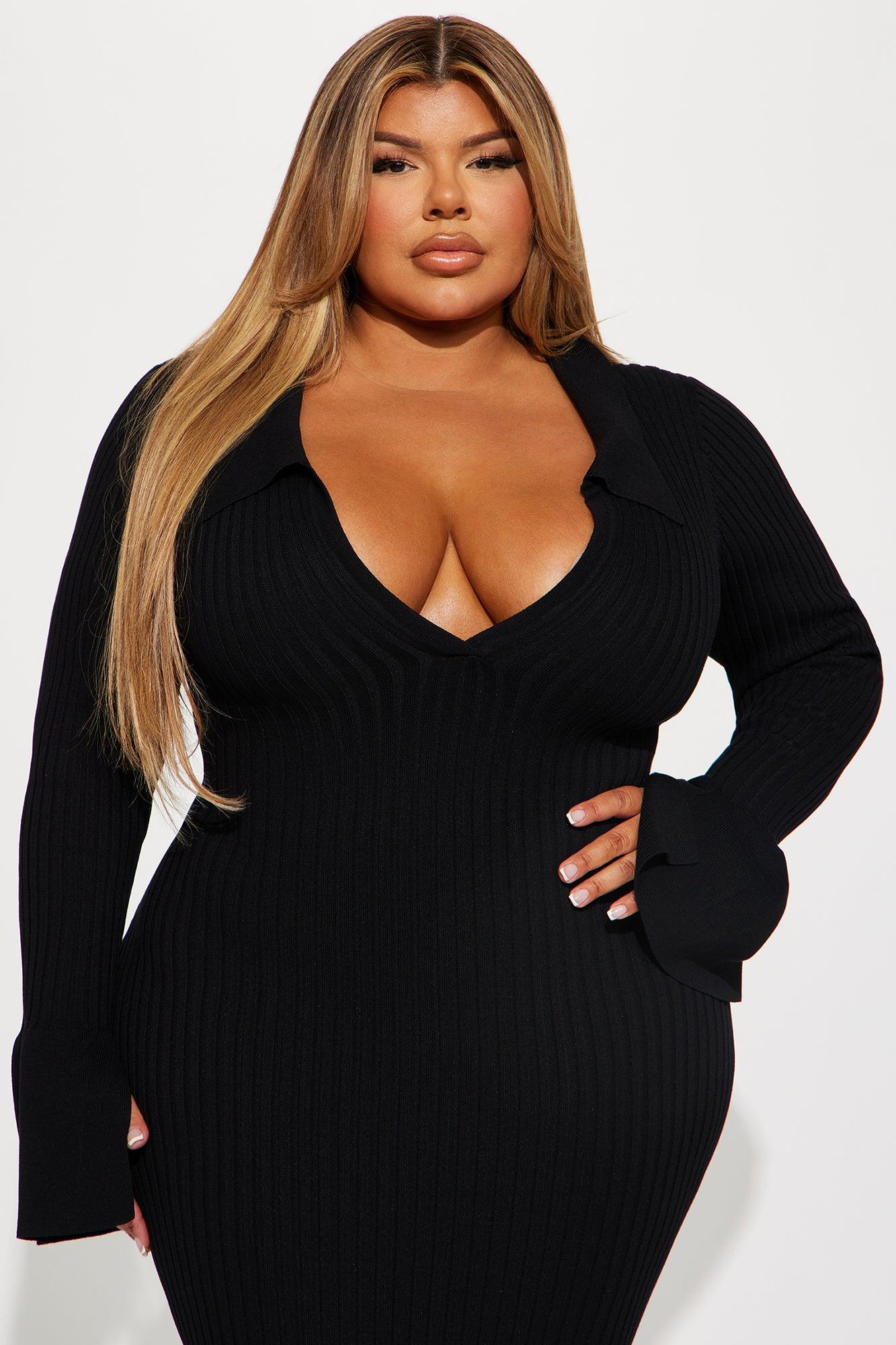 Fallon Sweater Midi Dress - Black Female Product Image