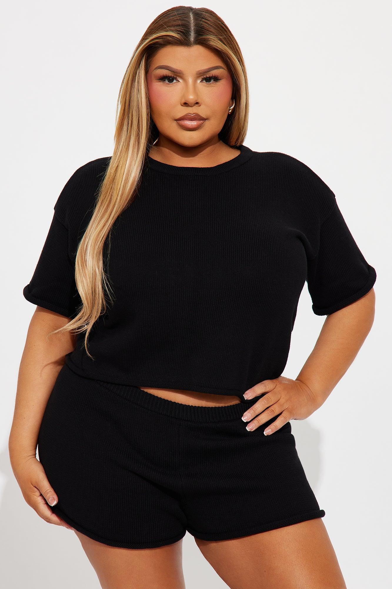 Alicia's Iconic Look Sweater Short Set - Black Product Image