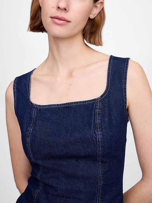 Square-Neck Denim Top Product Image