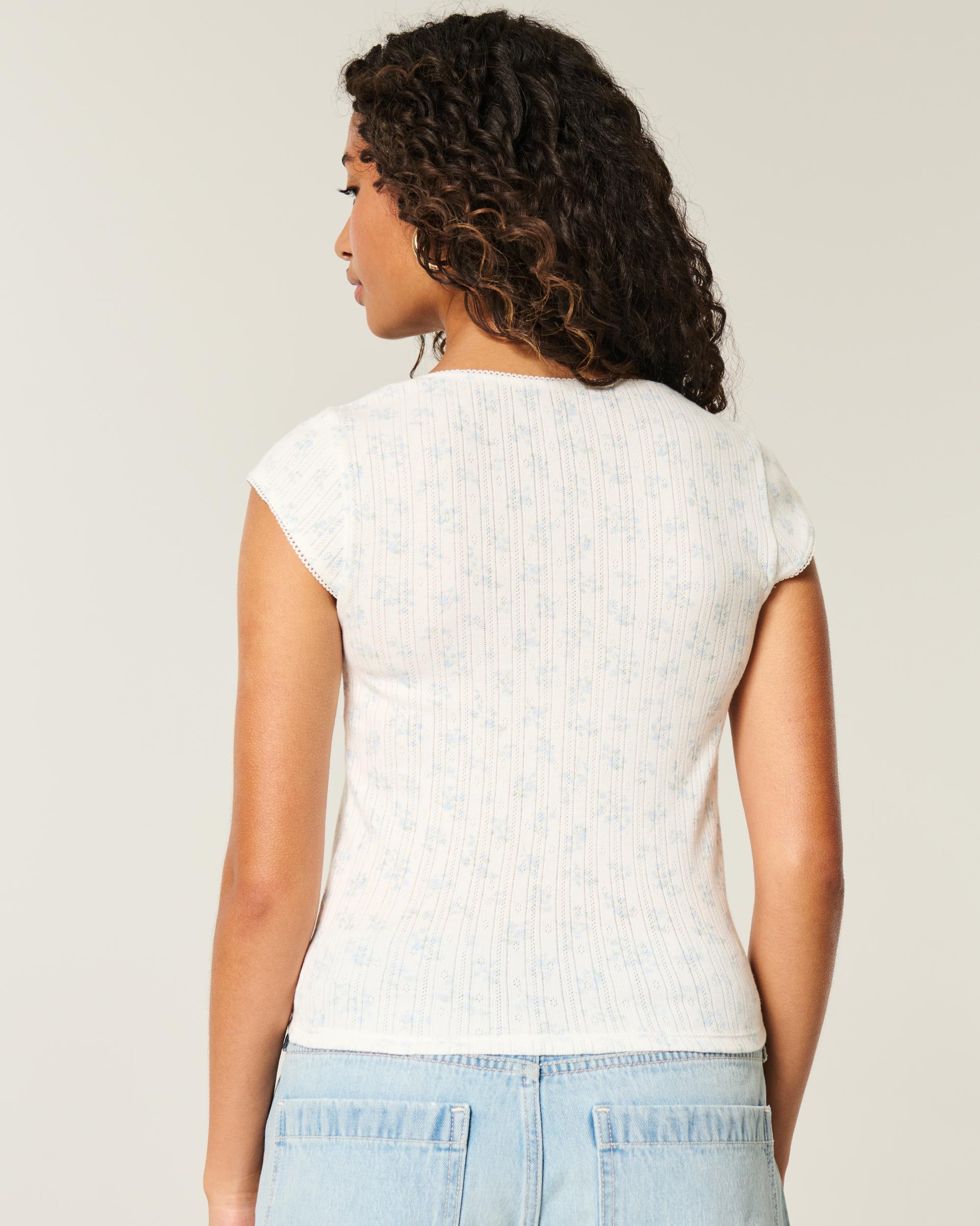 Pointelle Square-Neck Top Product Image