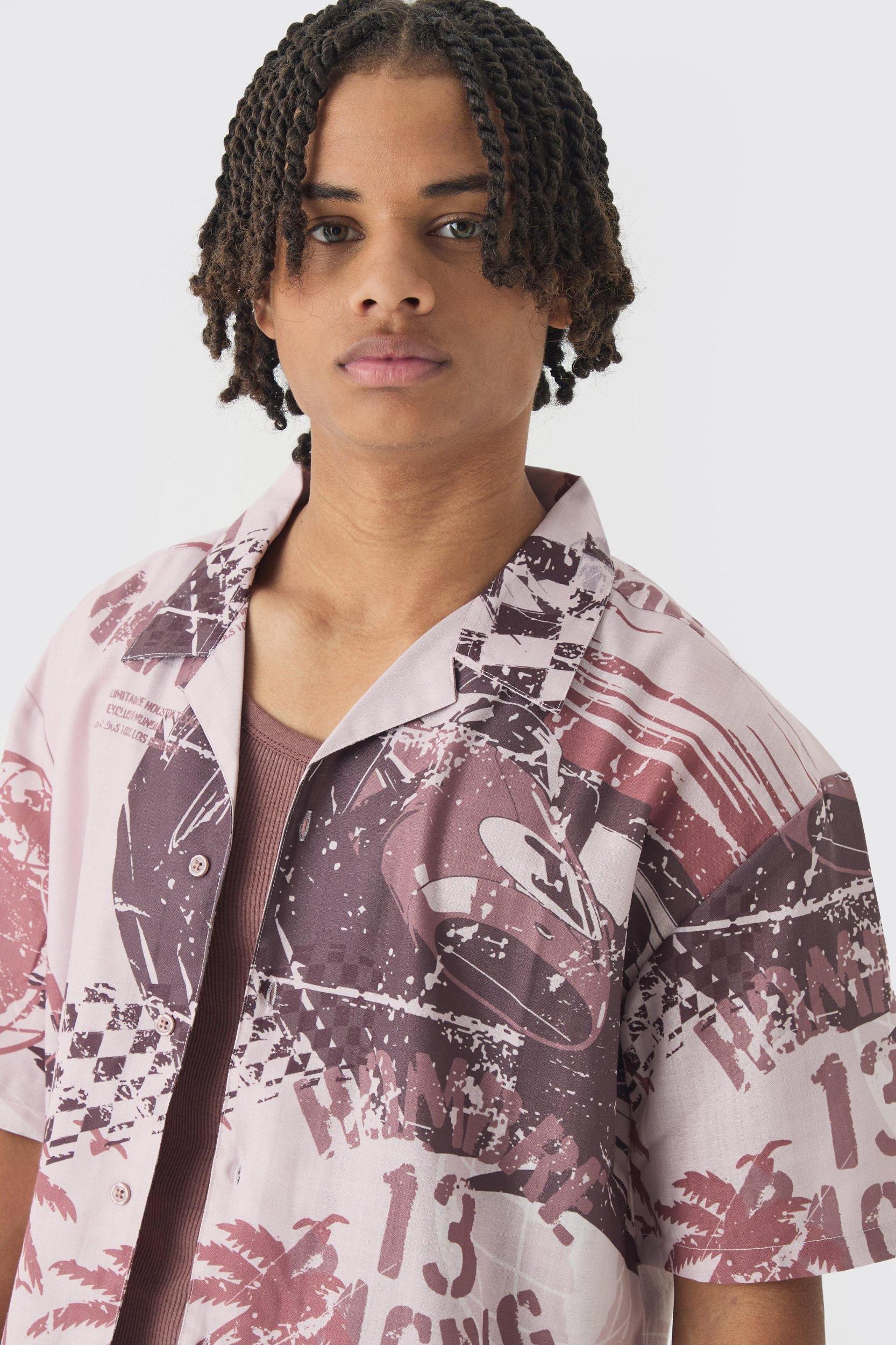 Oversized Slub Moto Shirt | boohooMAN USA Product Image