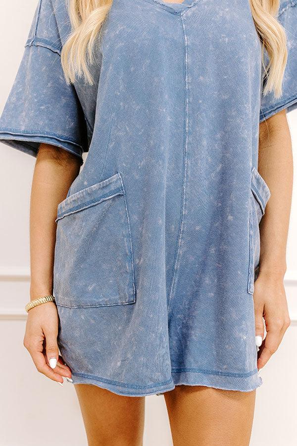 Easy To Style Vintage Wash Romper in Blue Product Image