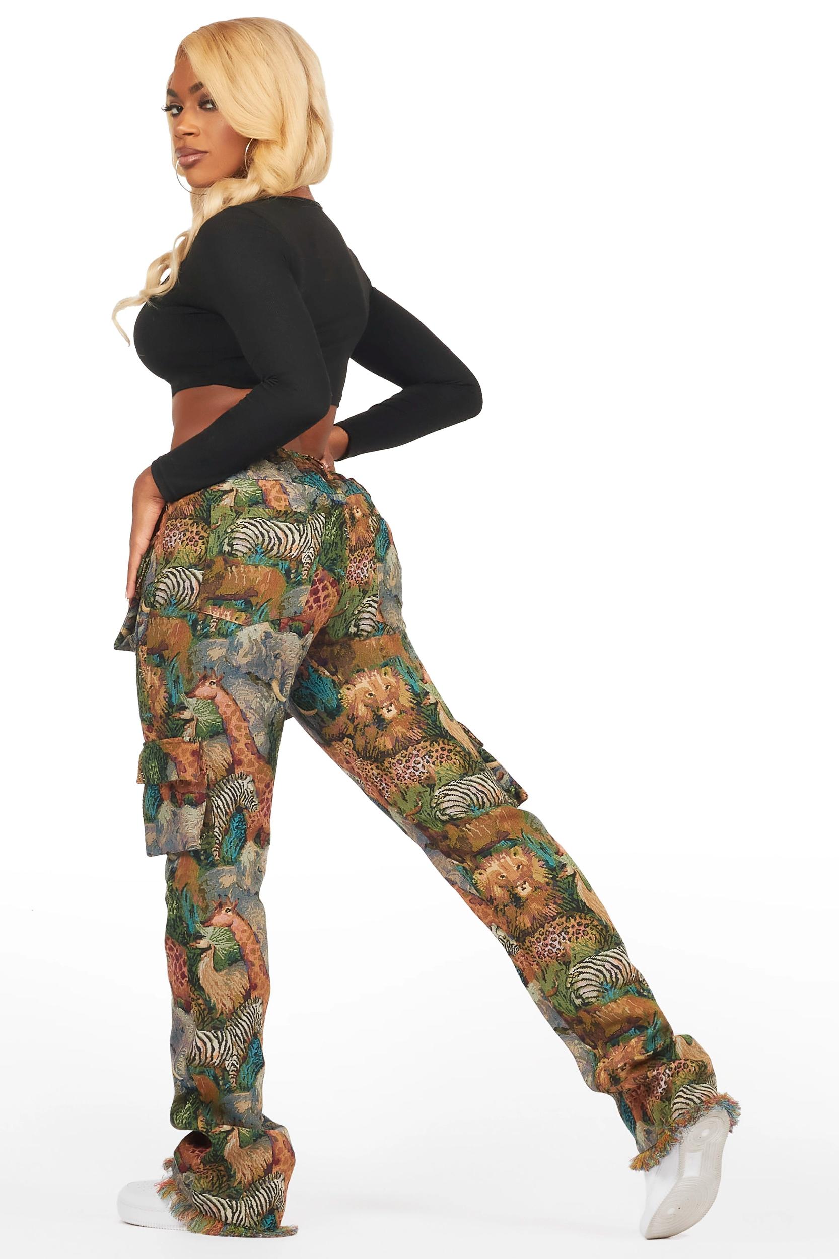 Channa Multi Animal Print Cargo Tapestry Pant Female Product Image