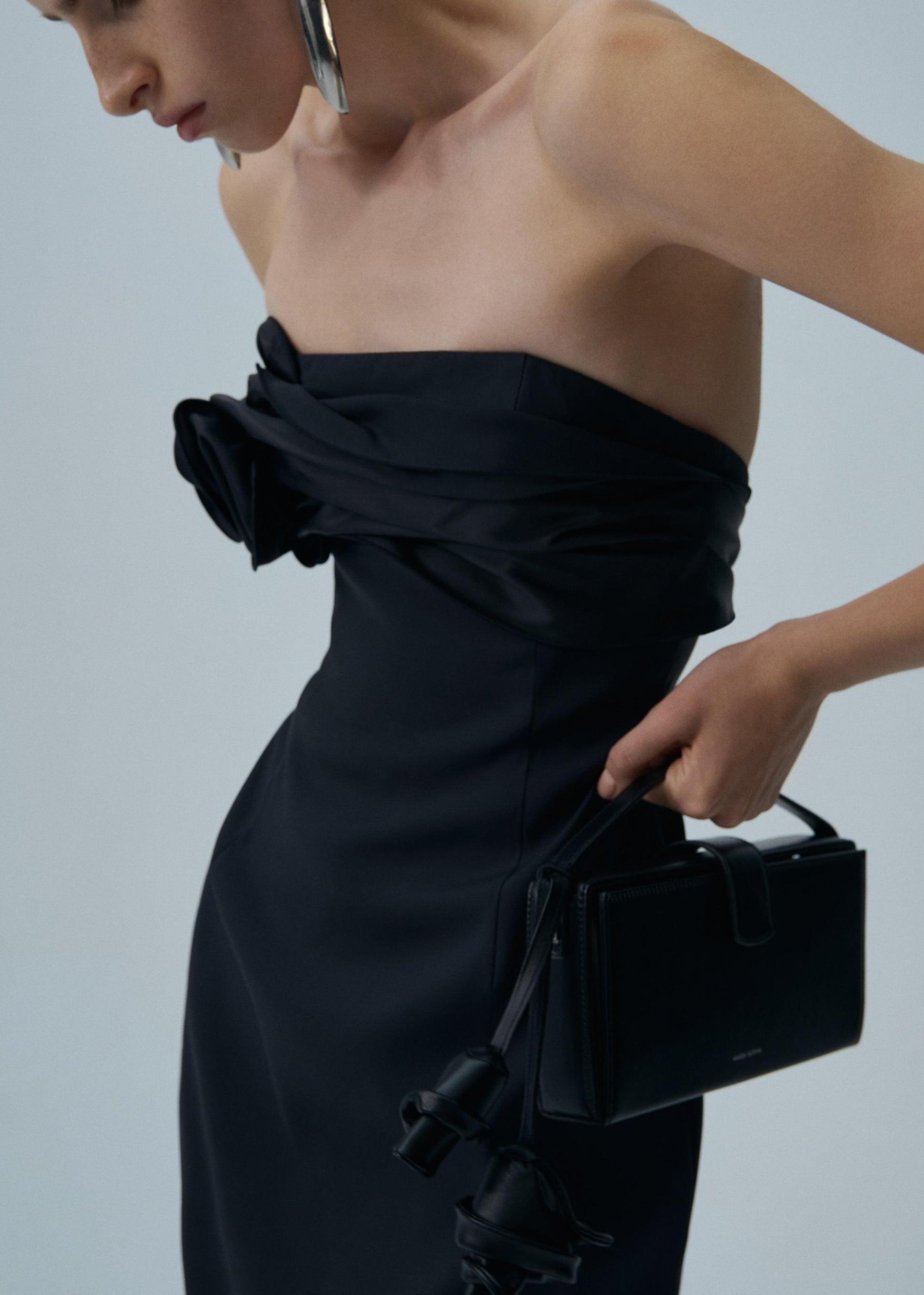Strapless ruched dress in black Product Image