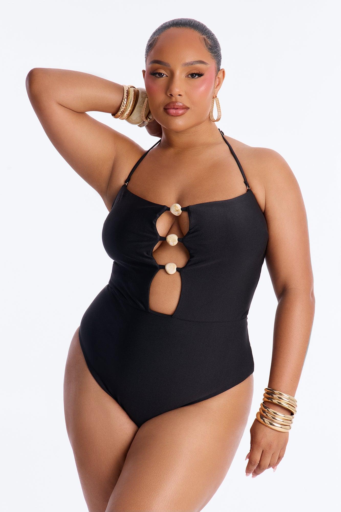 Palm Tree Perfection 1 Piece Swimsuit - Black Female Product Image