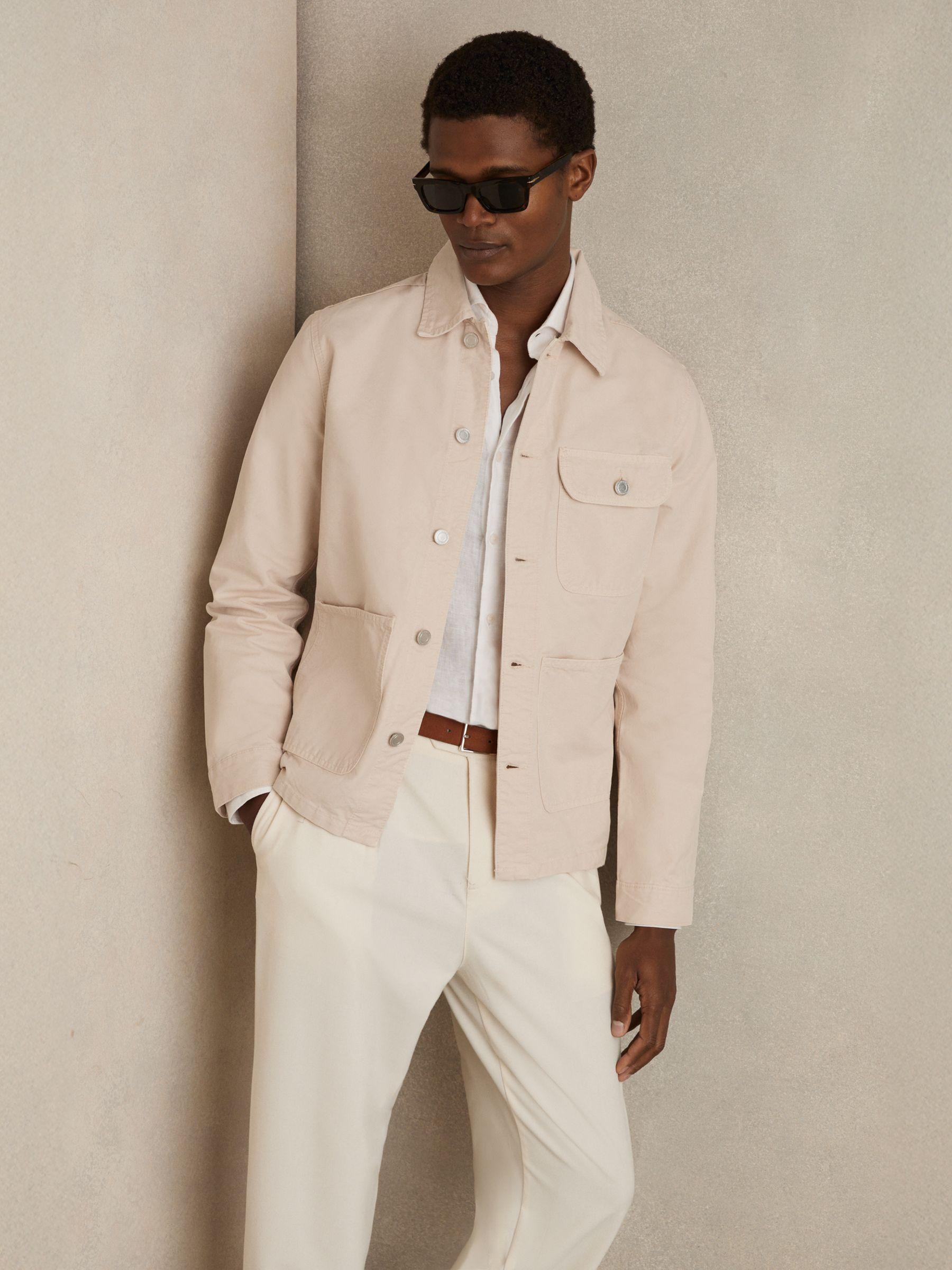 Cotton Worker Jacket in Stone Product Image