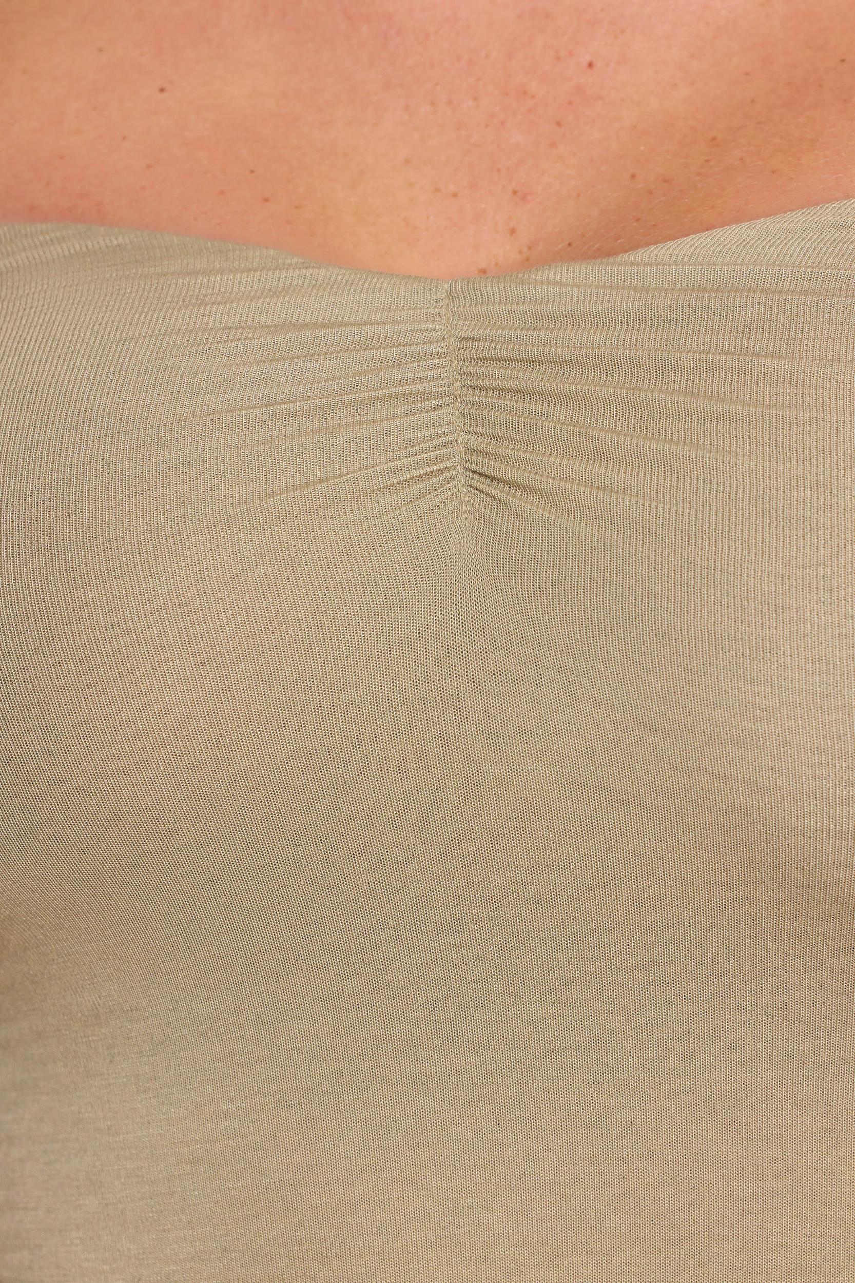 Long Sleeve Off-The-Shoulder Modal Cashmere Blend Maxi Dress in Taupe Product Image