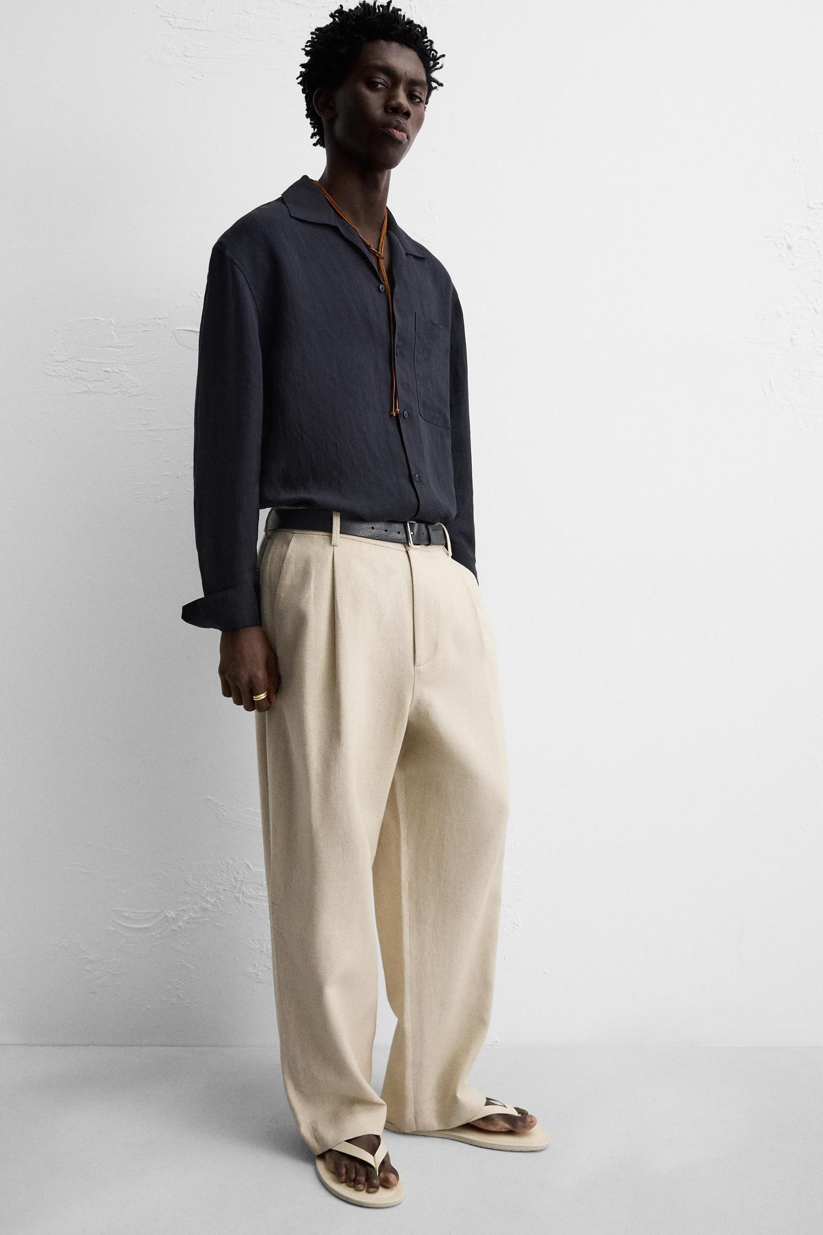 LINEN - COTTON PLEATED PANTS Product Image